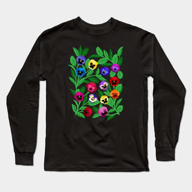 Colorful pansies Long Sleeve T-Shirt by Jennifer Ladd